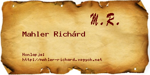 Mahler Richárd névjegykártya